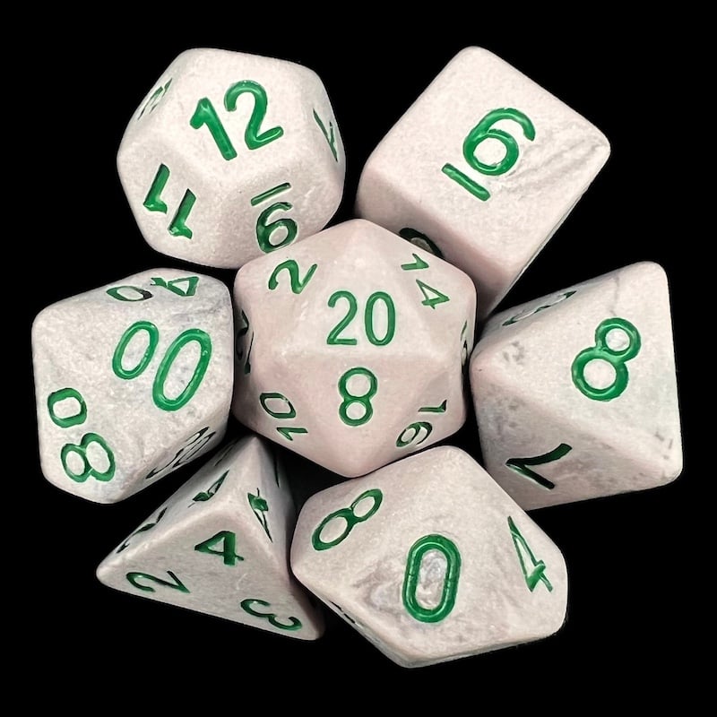 TDSO Frosted Matt Purple Antique & Dark Green 7 Dice Polyset