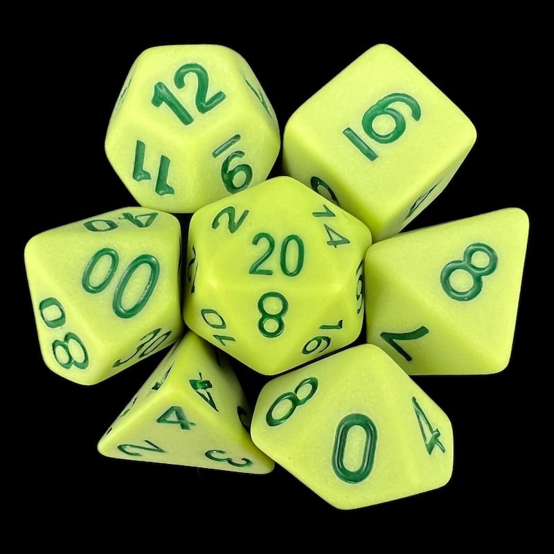 TDSO Frosted Matt Green & Dark Green 7 Dice Polyset