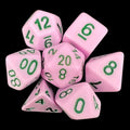 TDSO Frosted Matt Pink & Dark Green 7 Dice Polyset