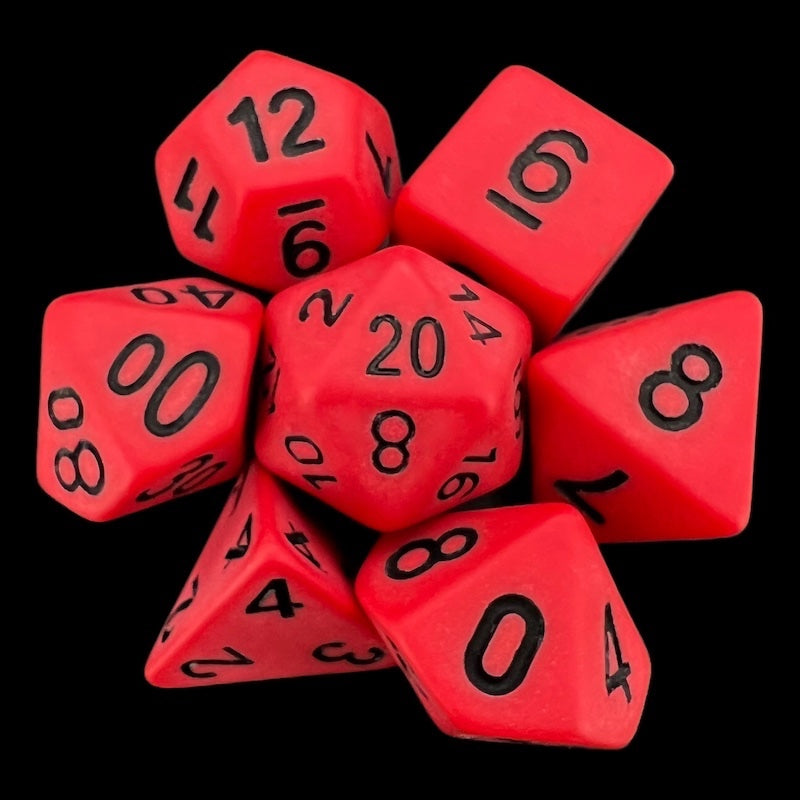 TDSO Frosted Matt Red & Black 7 Dice Polyset