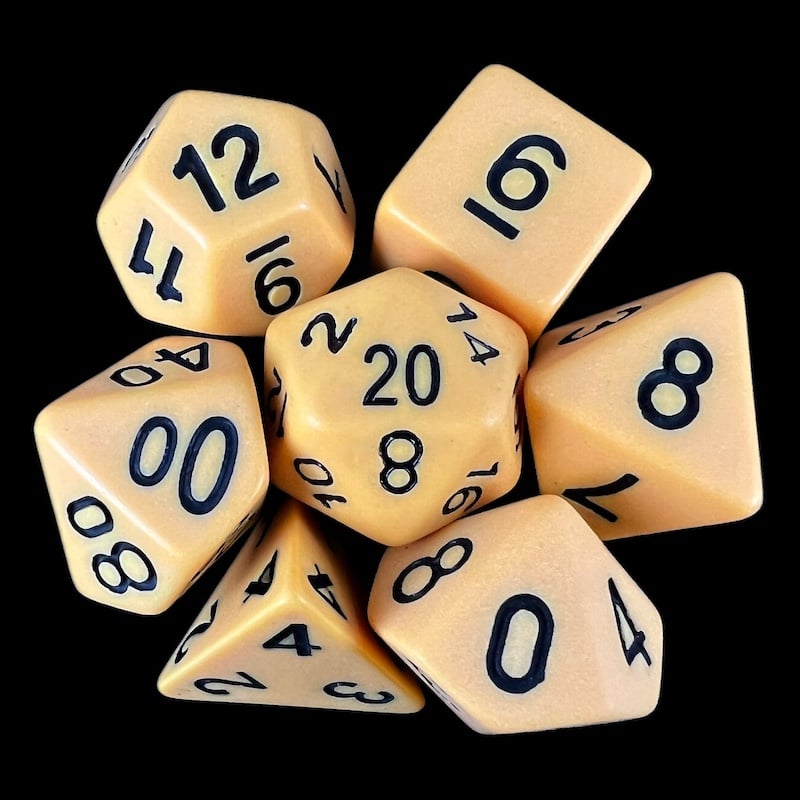 TDSO Frosted Matt Yellow & Black 7 Dice Polyset