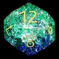 TDSO Fused Glass Water Blue & Green D12 Dice