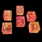 TDSO Fused Glass Fire Pink & Orange 6 x D6 Spot Dice Set