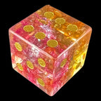 TDSO Fused Glass Fire Pink & Orange 6 x D6 Spot Dice Set