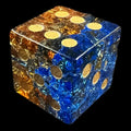TDSO Fused Glass Rainbow & Gold D6 Spot Dice LIMITED PRODUCTION