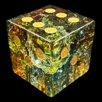 TDSO Fused Glass Rainbow & Gold D6 Spot Dice LIMITED PRODUCTION