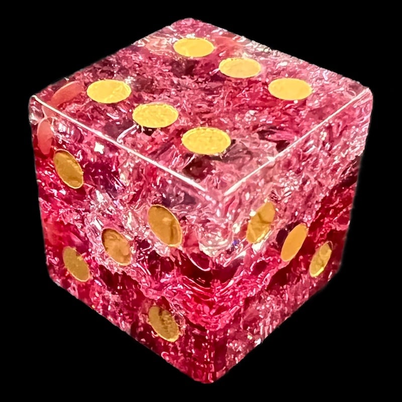 TDSO Fused Glass Red & Gold D6 Spot Dice