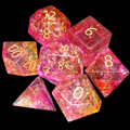 TDSO Fused Glass Fire Pink & Orange 7 Dice Polyset