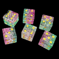 TDSO Fused Glass Chaos Green & Magenta 6 x D6 Spot Dice Set