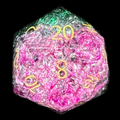TDSO Fused Glass Chaos Green & Magenta D20 Dice