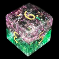 TDSO Fused Glass Chaos Green & Magenta D6 Dice