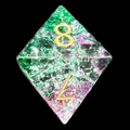 TDSO Fused Glass Chaos Green & Magenta D8 Dice