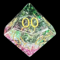 TDSO Fused Glass Chaos Green & Magenta Percentile Dice