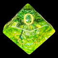 TDSO Fused Glass Earth Green & Yellow D10 Dice