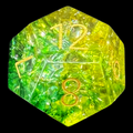 TDSO Fused Glass Earth Green & Yellow D12 Dice