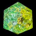 TDSO Fused Glass Earth Green & Yellow D20 Dice