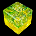 TDSO Fused Glass Earth Green & Yellow D6 Dice