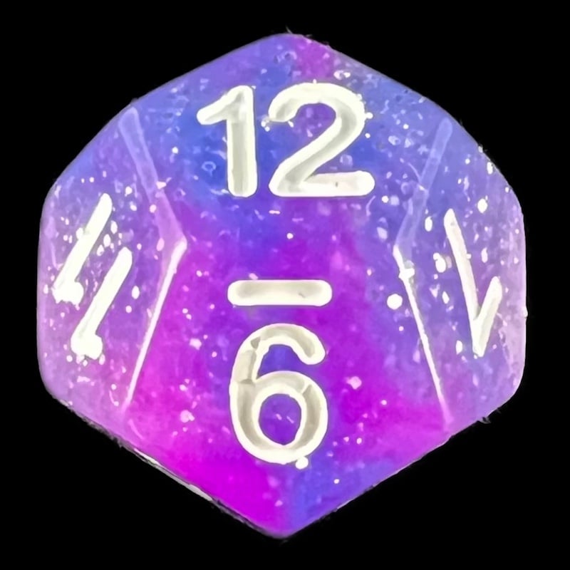 HALF PRICE CLEARANCE TDSO Galaxy Glitter Blue & Purple D12 Dice