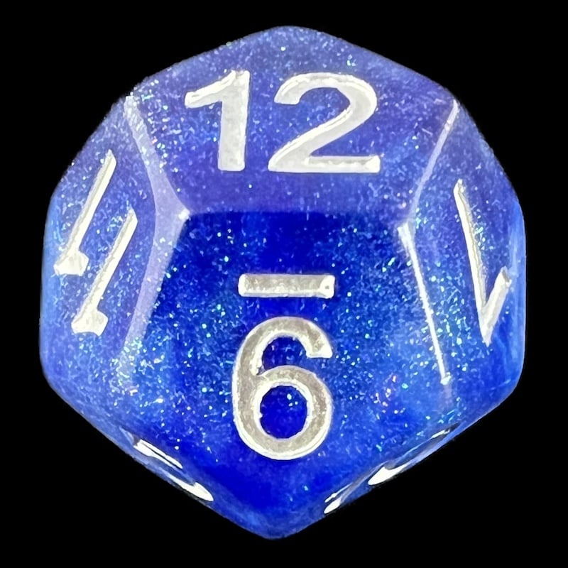 TDSO Galaxy Glitter Blue Veil D12 Dice