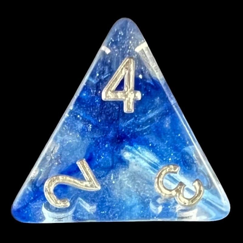 TDSO Galaxy Glitter Blue Veil D4 Dice