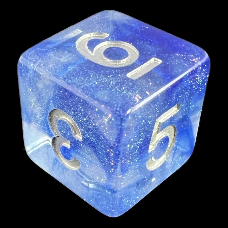 TDSO Galaxy Glitter Blue Veil D6 Dice