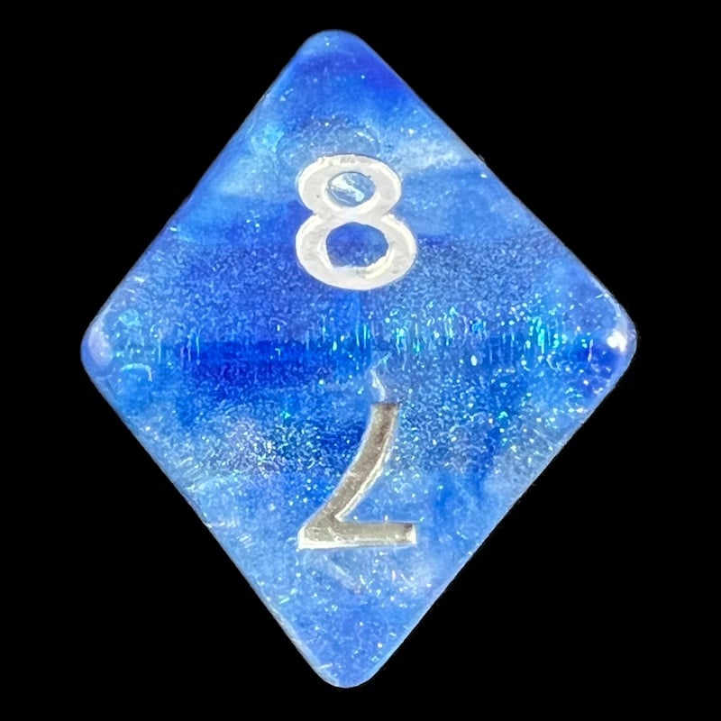 TDSO Galaxy Glitter Blue Veil D8 Dice