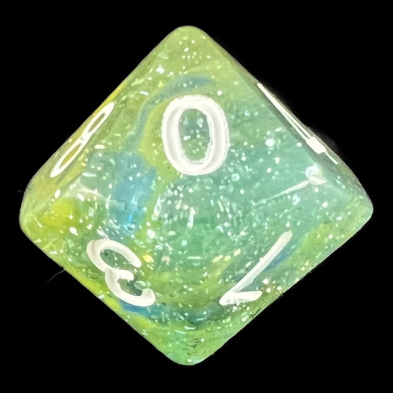 TDSO Galaxy Glitter Blue & Yellow D10 Dice