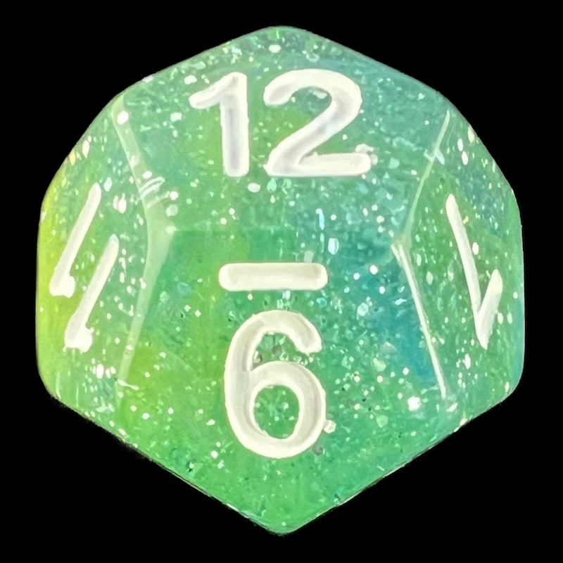 TDSO Galaxy Glitter Blue & Yellow D12 Dice