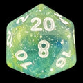 TDSO Galaxy Glitter Blue & Yellow D20 Dice