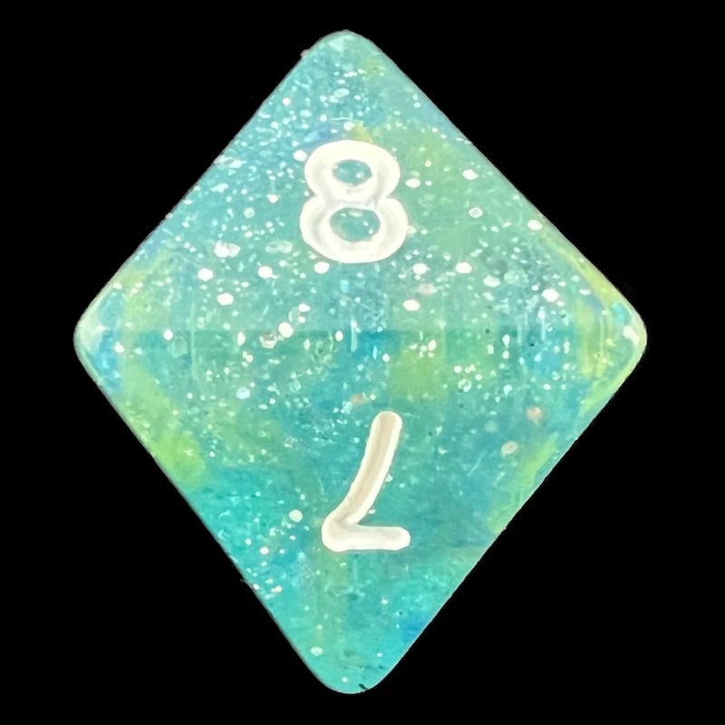 TDSO Galaxy Glitter Blue & Yellow D8 Dice