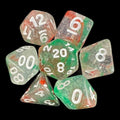 TDSO Galaxy Glitter Green & Red 7 Dice Polyset