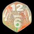 TDSO Galaxy Glitter Green & Red D12 Dice