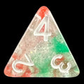 TDSO Galaxy Glitter Green & Red D4 Dice