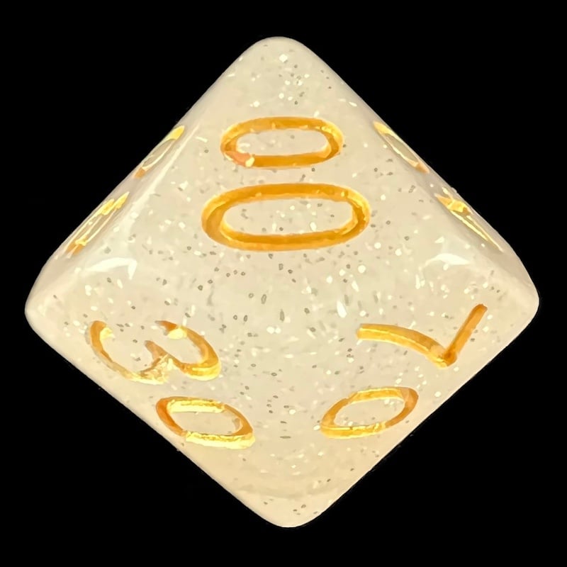 HALF PRICE CLEARANCE TDSO Galaxy Glitter Mist White Percentile Dice