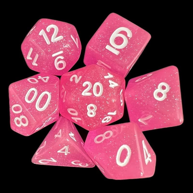 TDSO Galaxy Glitter Princess Pink 7 Dice Polyset