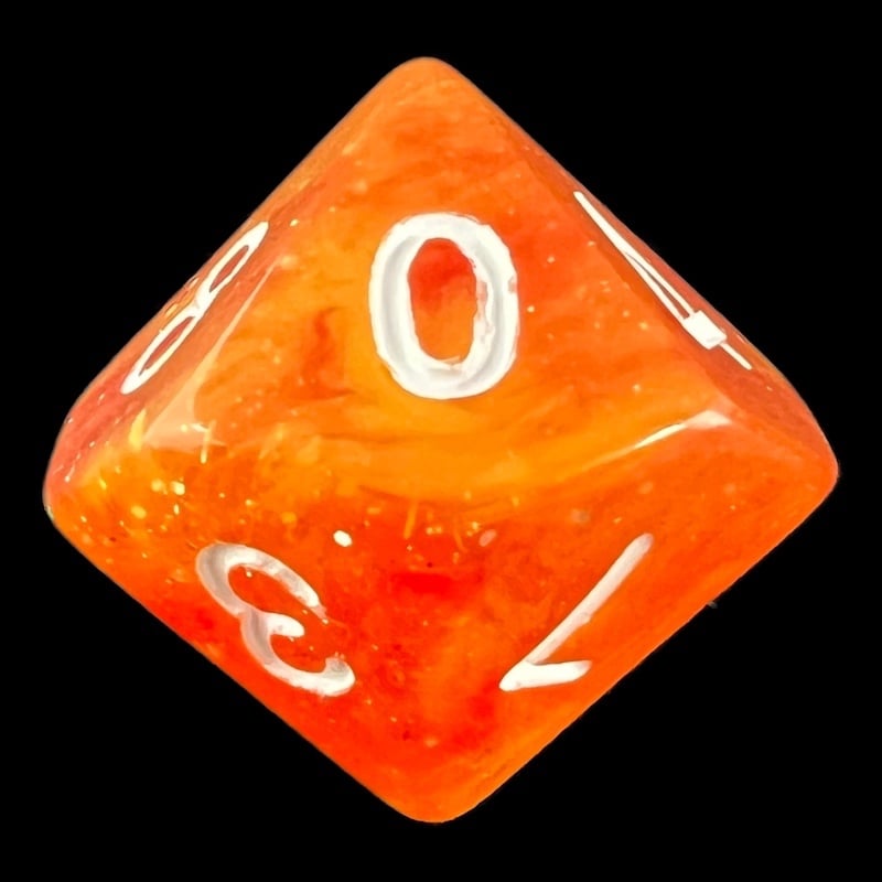 TDSO Galaxy Glitter Red & Yellow D10 Dice