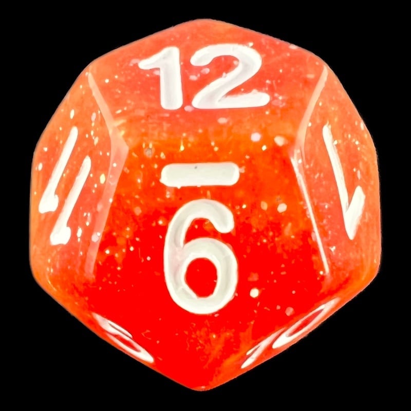 TDSO Galaxy Glitter Red & Yellow D12 Dice