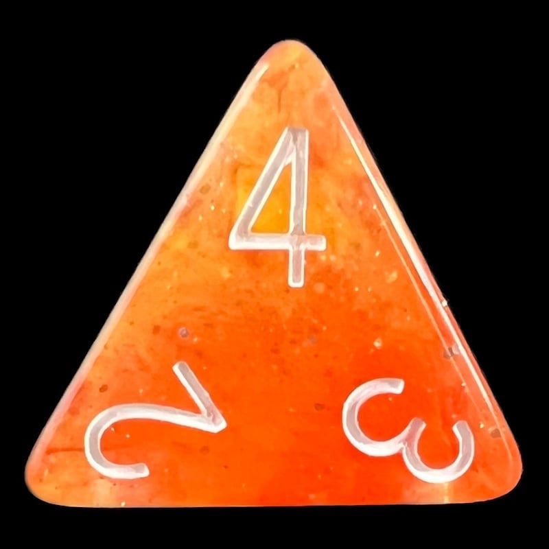 TDSO Galaxy Glitter Red & Yellow D4 Dice