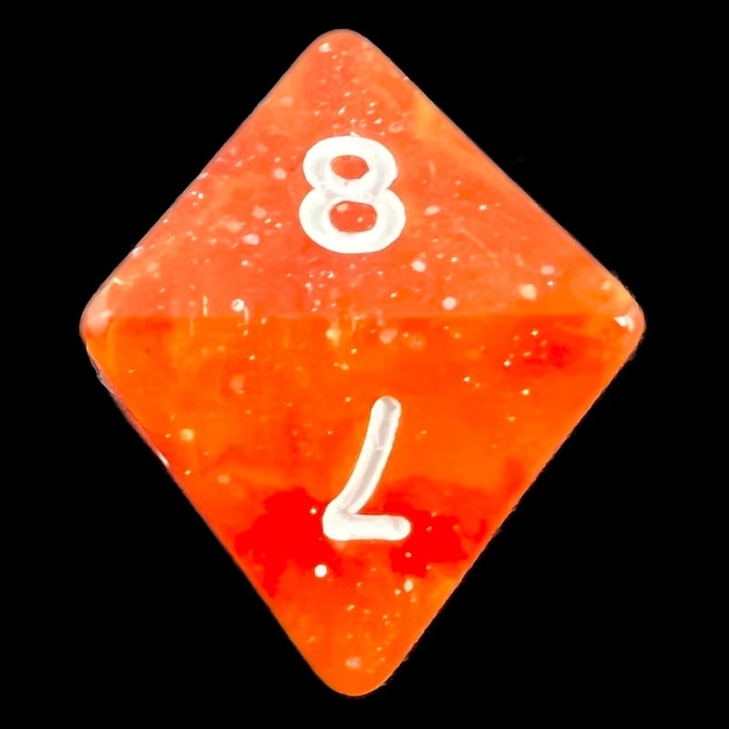 TDSO Galaxy Glitter Red & Yellow D8 Dice