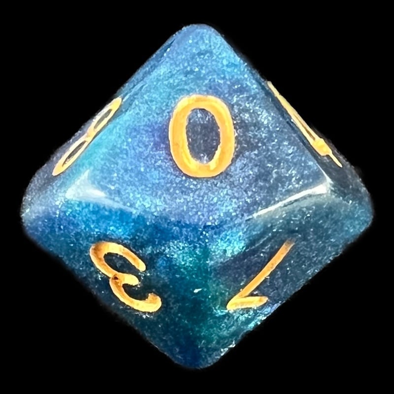 TDSO Galaxy Shimmer Blue & Green D10 Dice