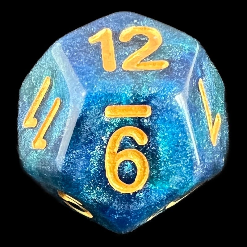 TDSO Galaxy Shimmer Blue & Green D12 Dice