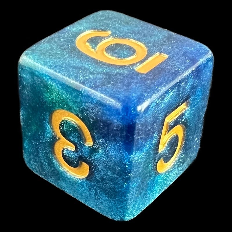 TDSO Galaxy Shimmer Blue & Green D6 Dice