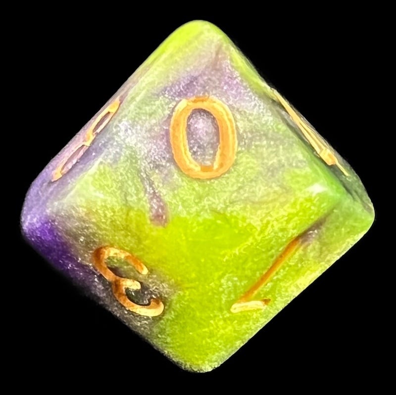 TDSO Galaxy Shimmer Green & Purple D10 Dice