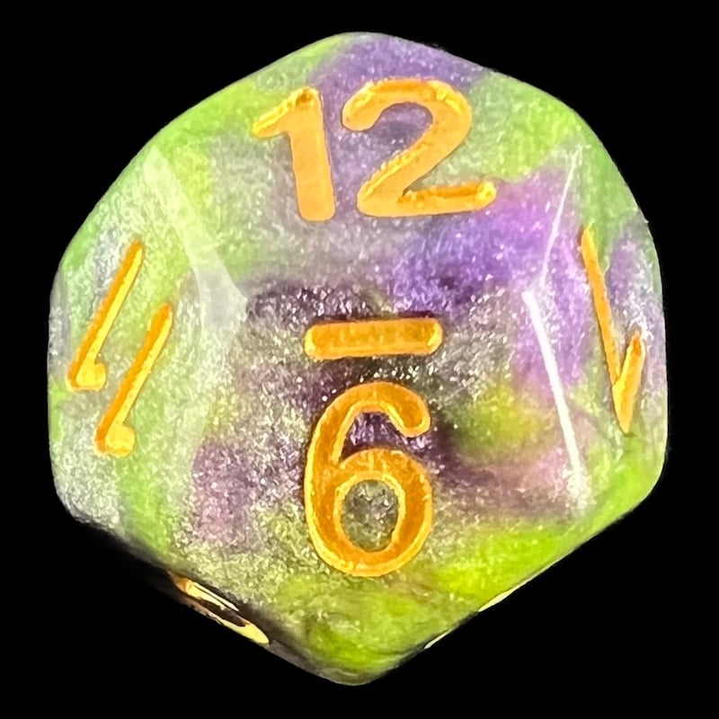 TDSO Galaxy Shimmer Green & Purple D12 Dice