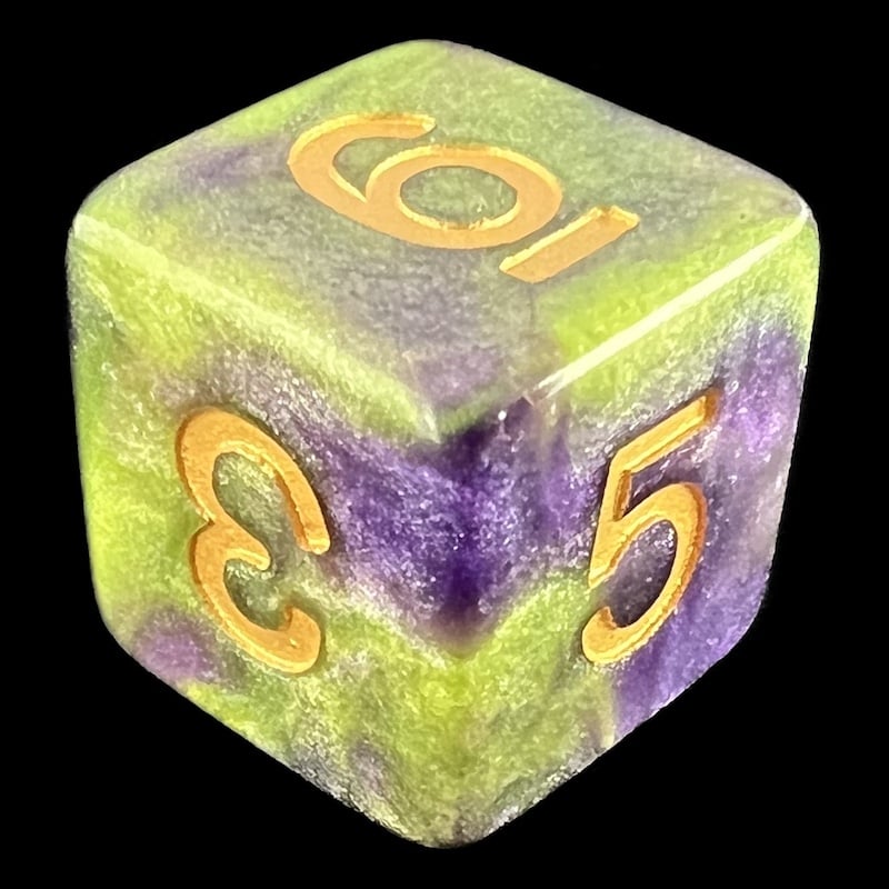 TDSO Galaxy Shimmer Green & Purple D6 Dice
