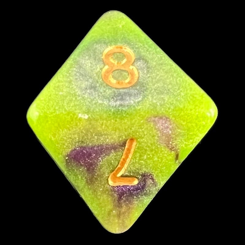 TDSO Galaxy Shimmer Green & Purple D8 Dice