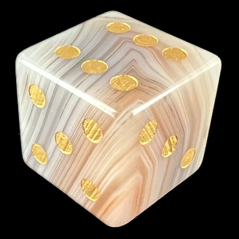 TDSO Gemstone Agate Banded & Gold D6 Spot Dice LIMITED PRODUCTION