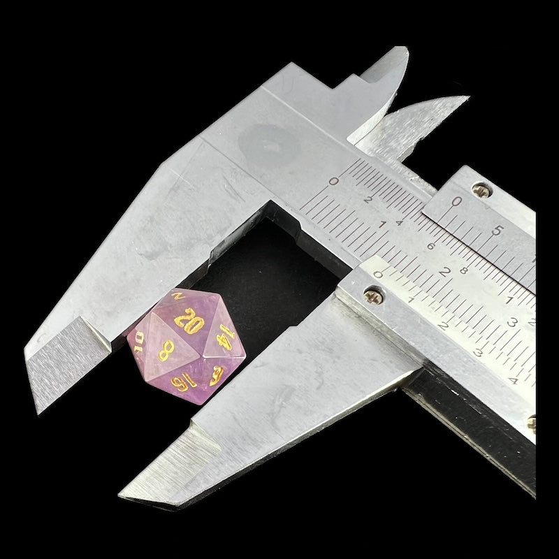 TDSO Gemstone Amethyst & Gold 12mm Mini D20 Dice