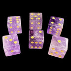 TDSO Gemstone Amethyst & Gold 6 x D6 Spot Dice Set In Padded Case
