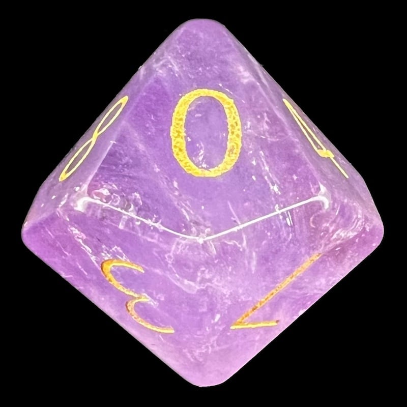 TDSO Gemstone Amethyst & Gold D10 Dice